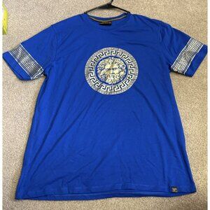 Level Ten Couture Short Sleeve Blue Gold T-Shirt Size Large